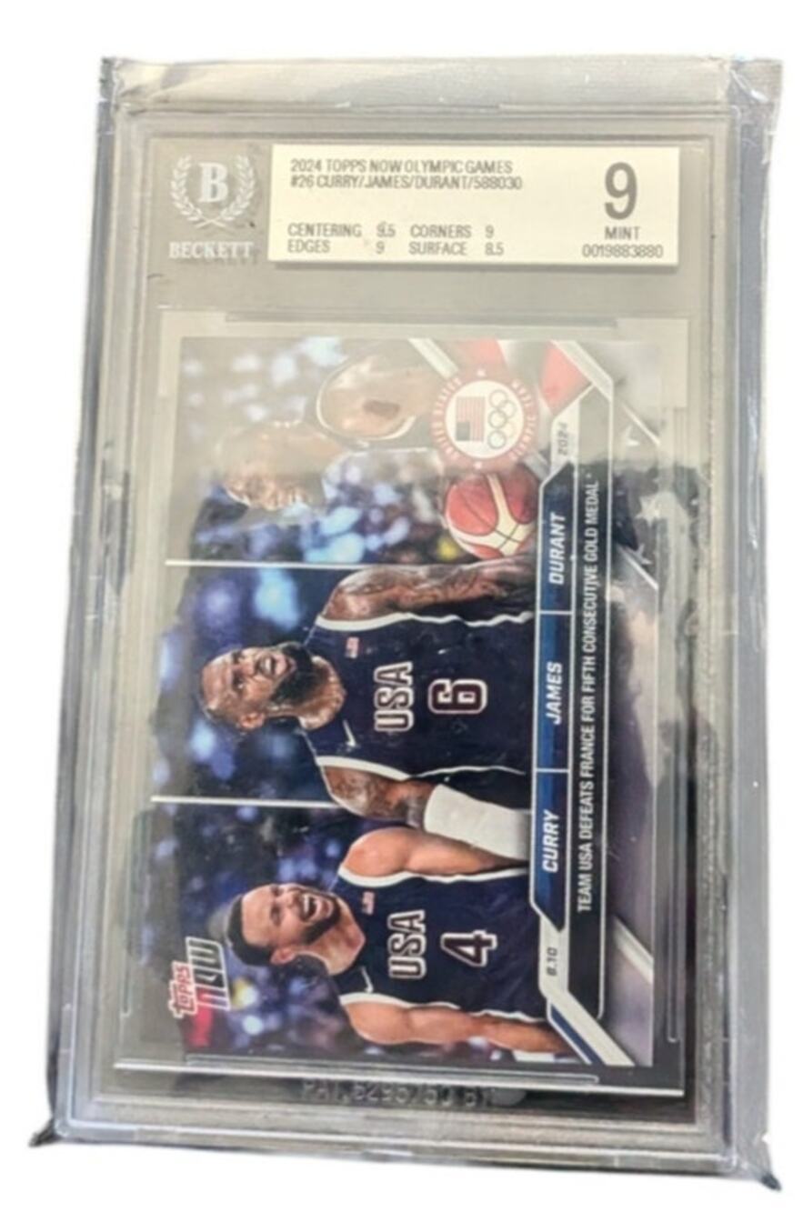 2024 Topps Now Olympic Games #26 Curry Kevin Durant Lebron James Beckett 9 Mint